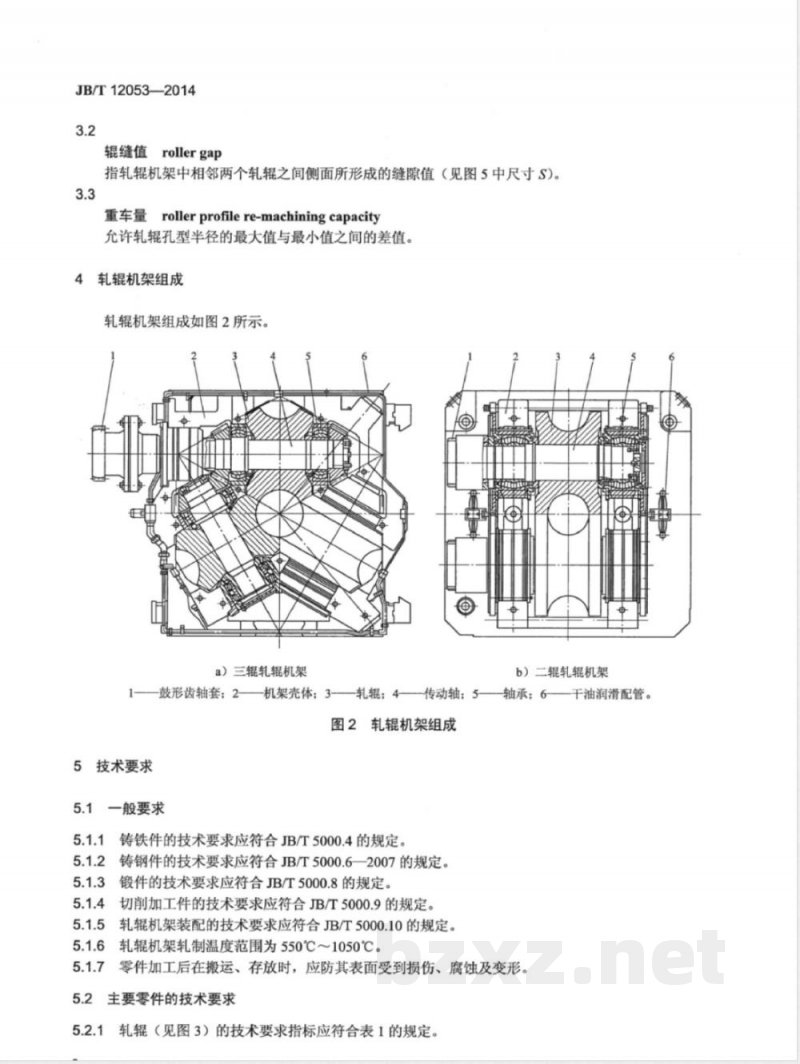 JB/T 12053-2014定减径机轧辊机架技术条件 