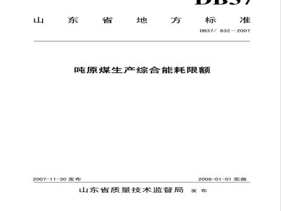 DB37/832-2007吨原煤生产综合能耗限额