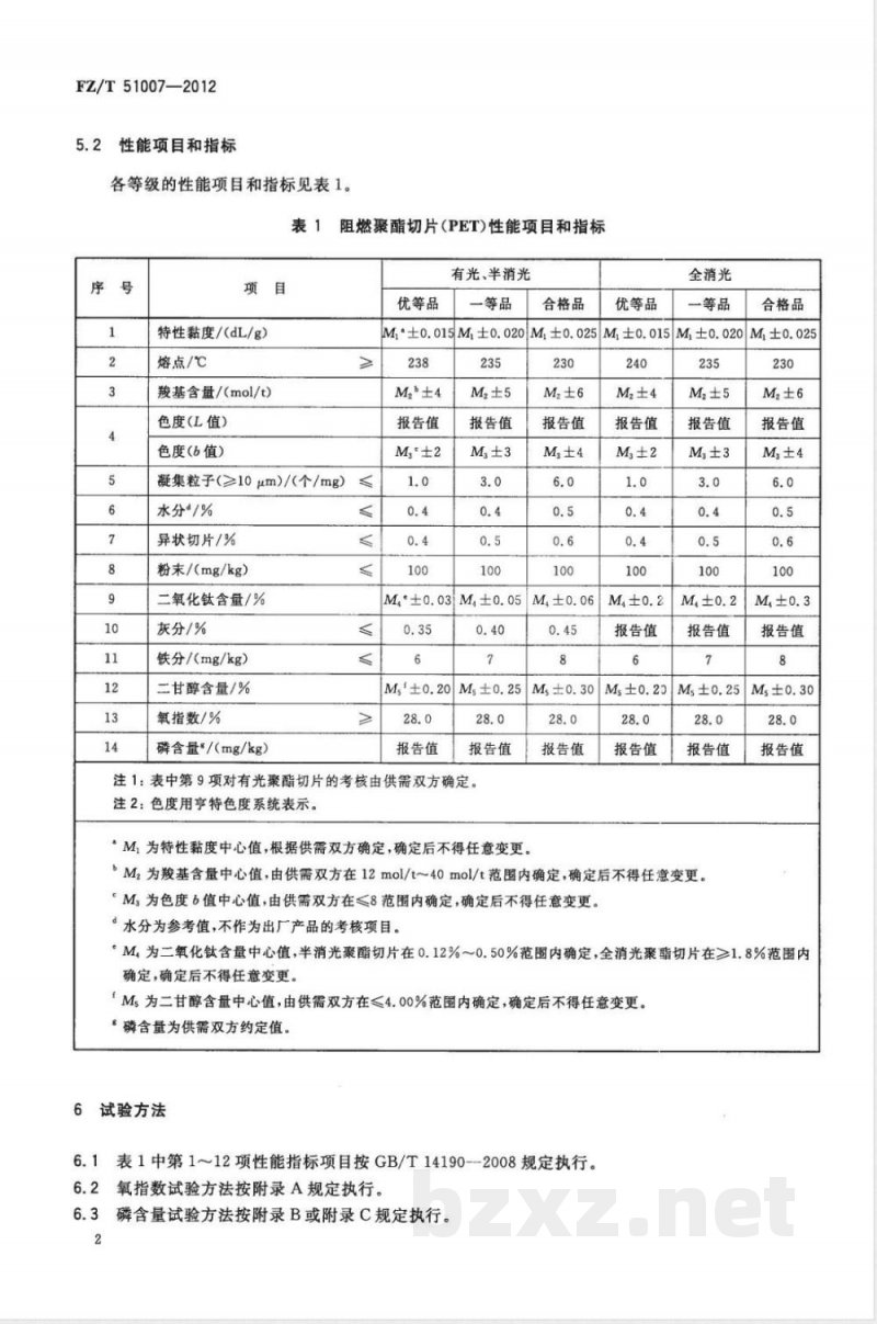 FZ/T 51007-2012阻燃聚酯切片（PET） 