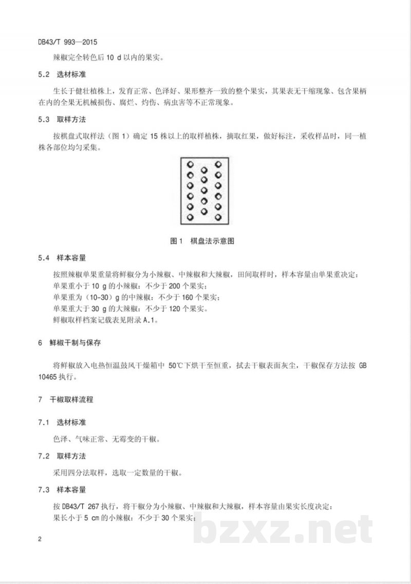 DB43/T 993-2015辣椒红色素含量测定取样规程