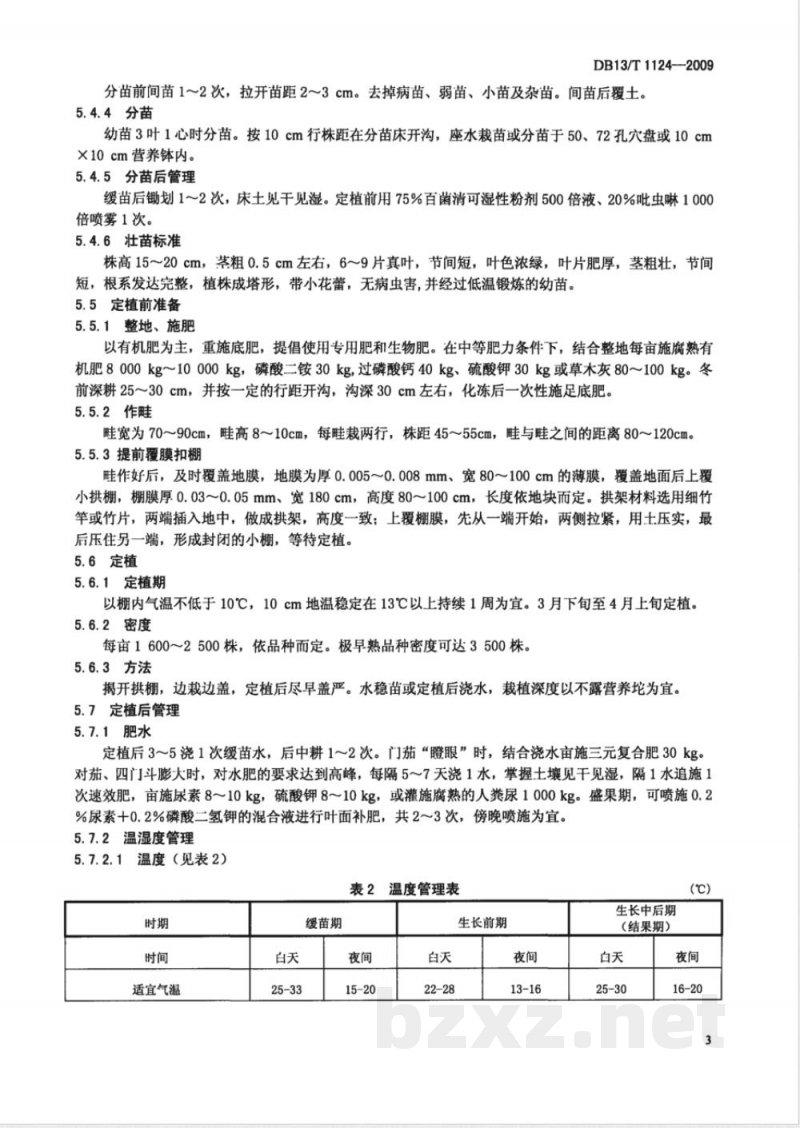 DB13/T 1124-2009早春地膜双覆盖无公害茄子栽培技术规程