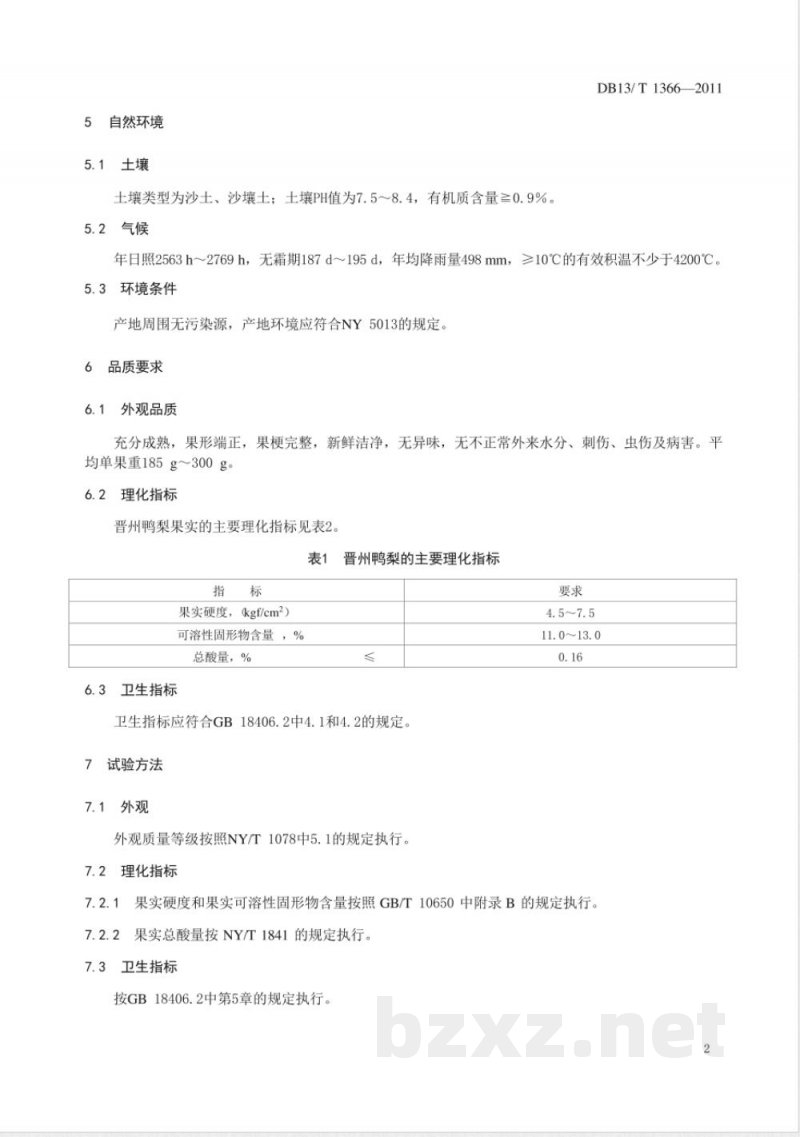 DB13/T 1366-2011地理标志产品 晋州鸭梨