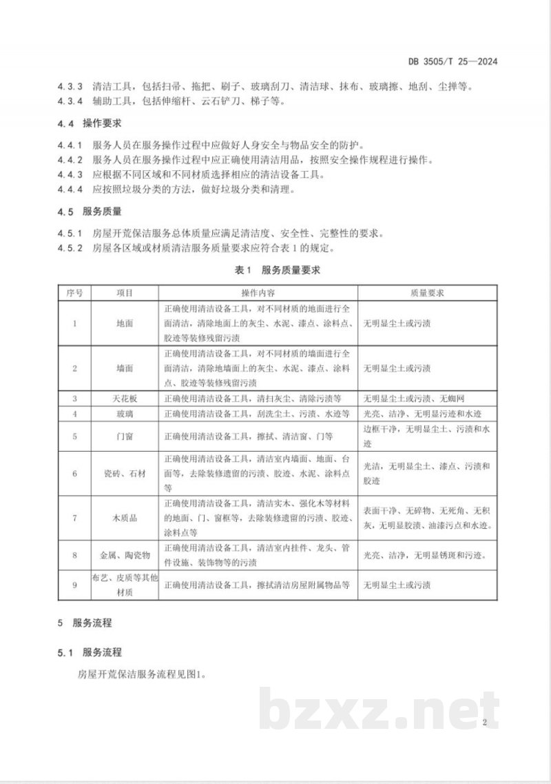 DB3505/T 25-2024家政服务 房屋开荒保洁服务要求