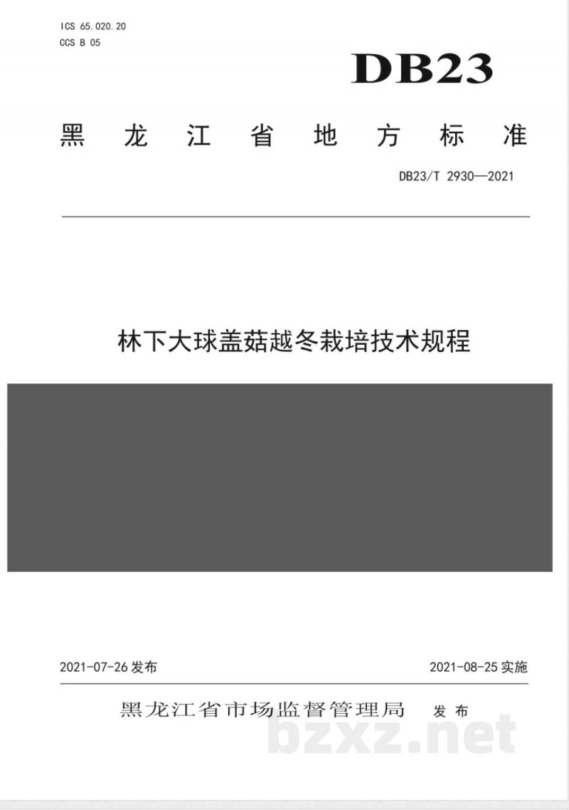 DB23/T 2930-2021林下大球盖菇越冬栽培技术规程