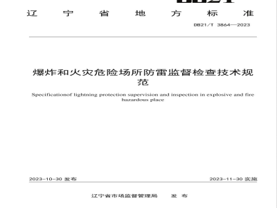 DB21/T 3864-2023爆炸和火灾危险场所防雷监督检查技术规范