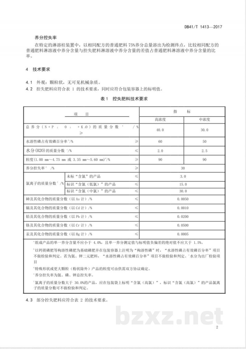 DB41/T 1413-2017控失肥料