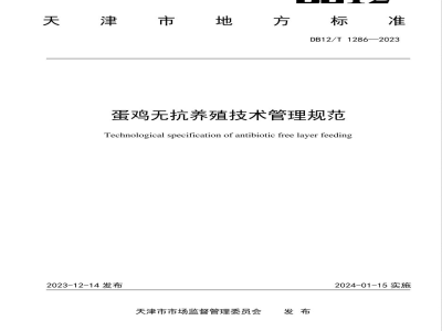 DB12/T 1286-2023蛋鸡无抗养殖饲养管理技术规范