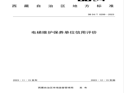 DB54/T 0299-2023电梯维护保养单位信用评价