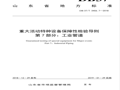 DB37/T 3456.7-2018重大活动特种设备保障性检验导则 第7部分：工业管道