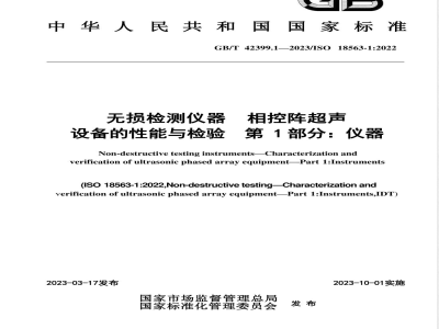 GB/T 42399.1-2023无损检测仪器 相控阵超声设备的性能与检验 第1部分：仪器 