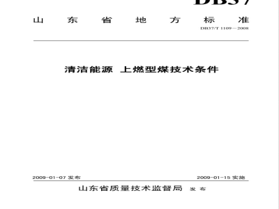 DB37/T 1109-2008清洁能源 上燃型煤技术条件