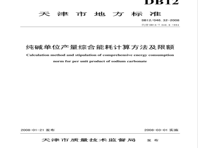 DB12/046.32-2008纯碱产品单位产量综合能耗