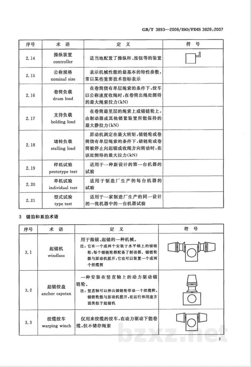 GB/T 3893-2008 造船及海上结构物 甲板机械 术语和符号