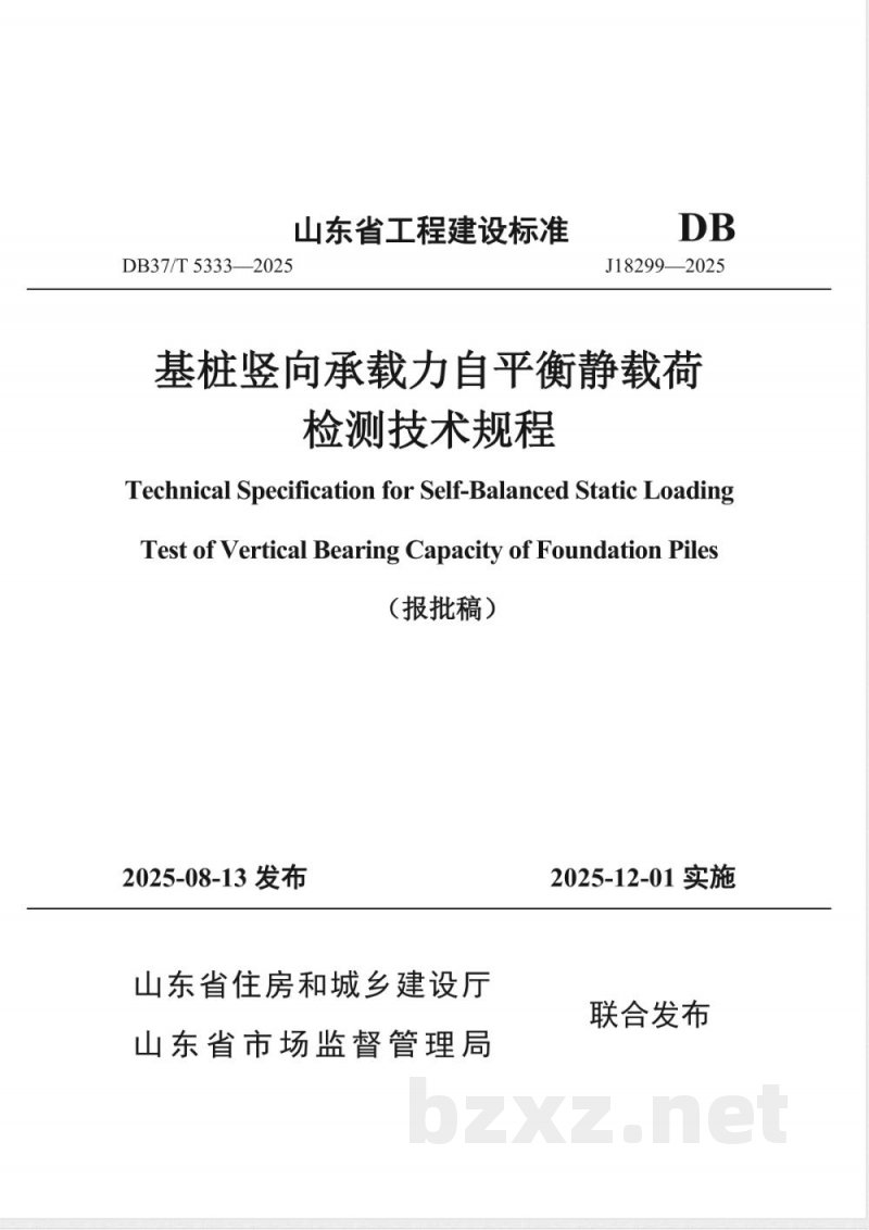 DB37/T 5333-2025基桩竖向承载力自平衡静载荷检测技术规程