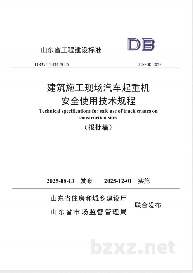 DB37/T 5334-2025建筑施工现场汽车起重机安全使用技术规程