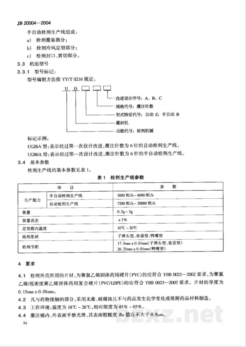 JB/T 20004-2004栓剂生产线 