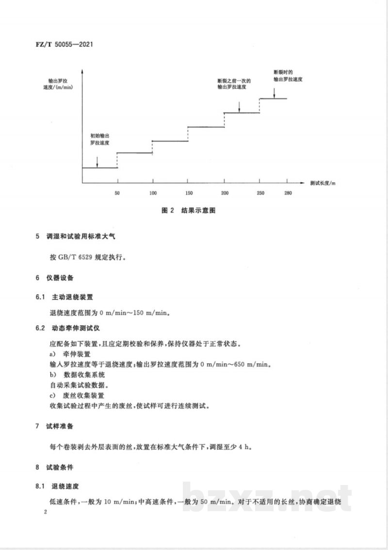FZ/T 50055-2021氨纶长丝 动态可牵伸性能试验方法 