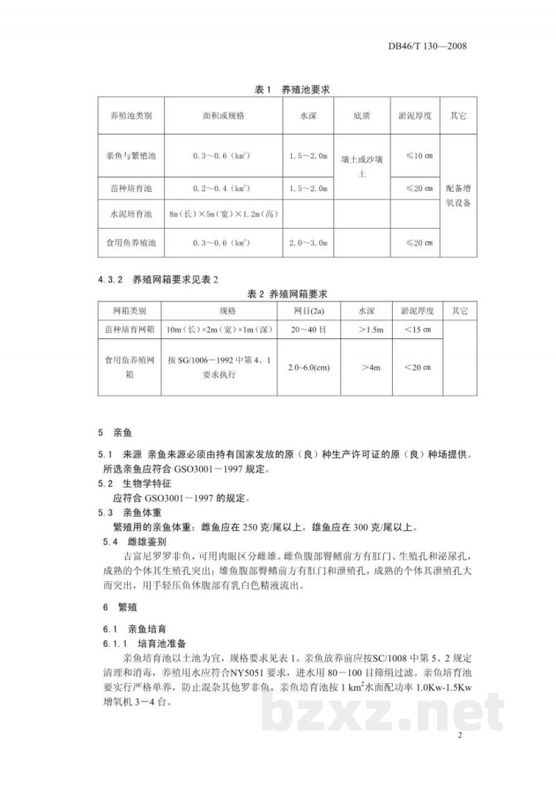 DB46/T 130-2008吉富尼罗罗非鱼养殖技术规程