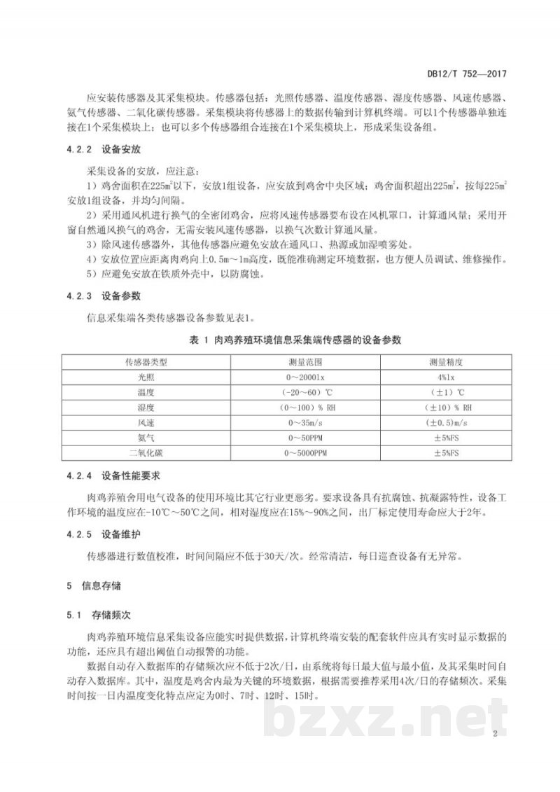 DB12/T 752-2017肉鸡养殖环境信息采集规范