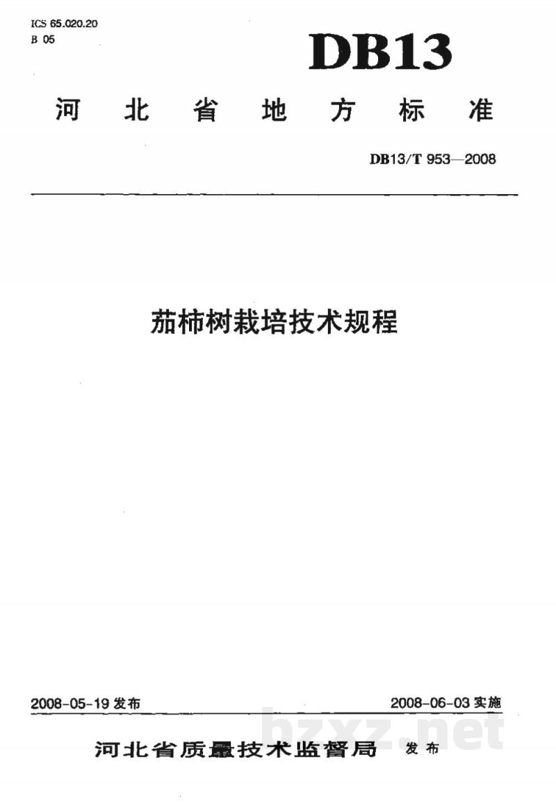 DB13/T 953-2008茄柿树栽培技术规程