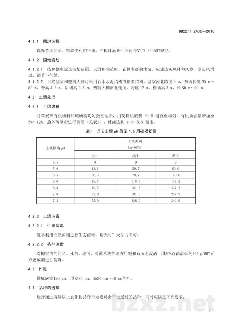 DB22/T 2432-2016无公害农产品 蓝莓设施生产技术规程