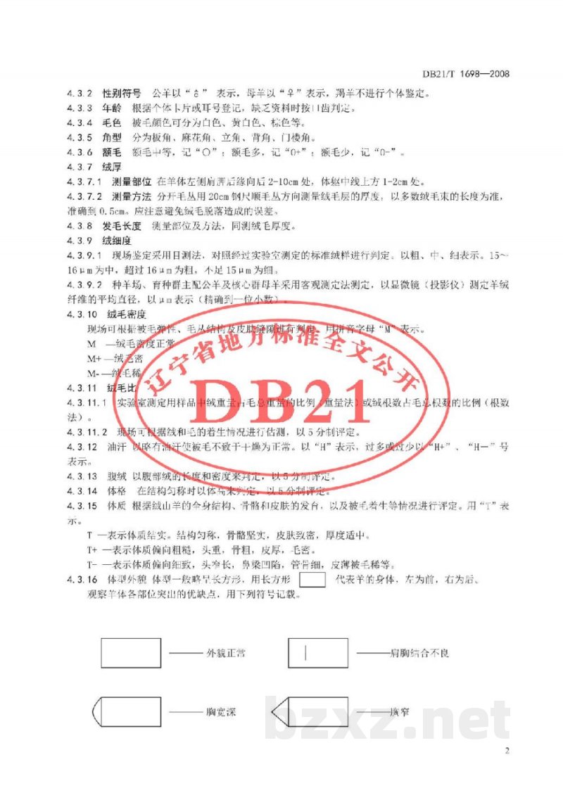 DB21/T 1698-2008辽宁绒山羊鉴定方法