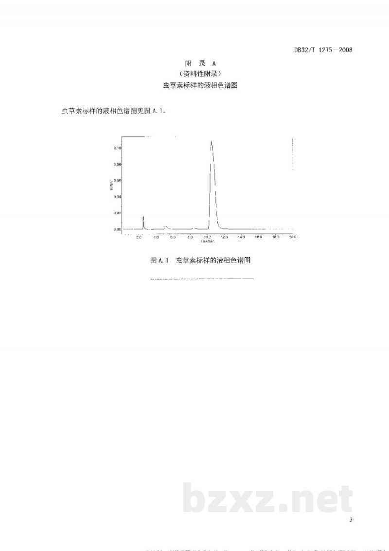 DB32/T 1275-2008蛹虫草中虫草素含量的测定 高效液相色谱法