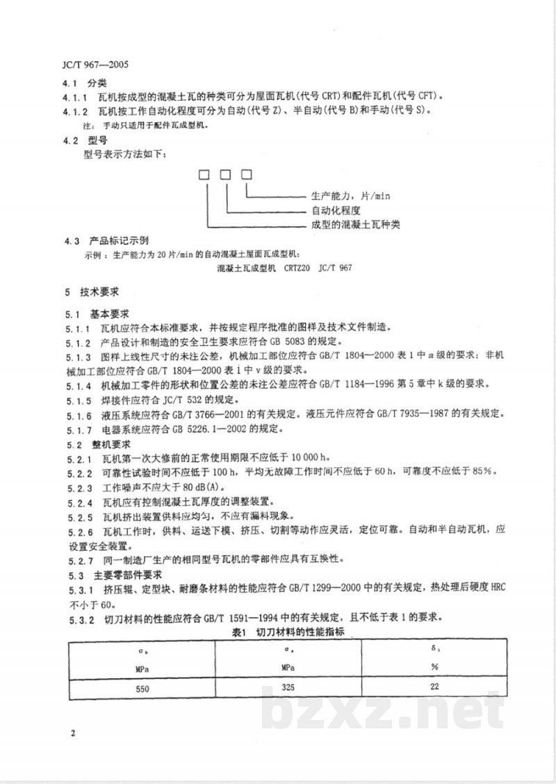 JC/T 967-2005 混凝土瓦成型机