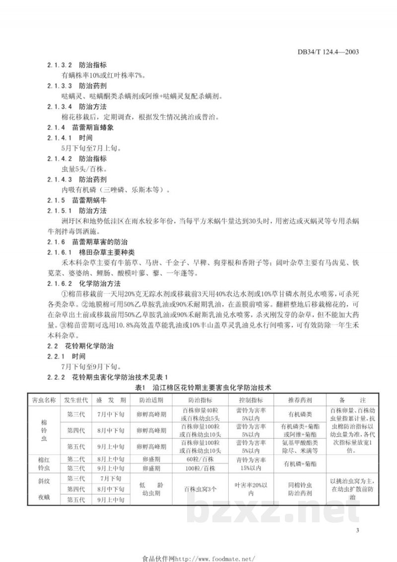 DB34/T 124.4-2003沿江棉花病虫草害化学防治技术规程