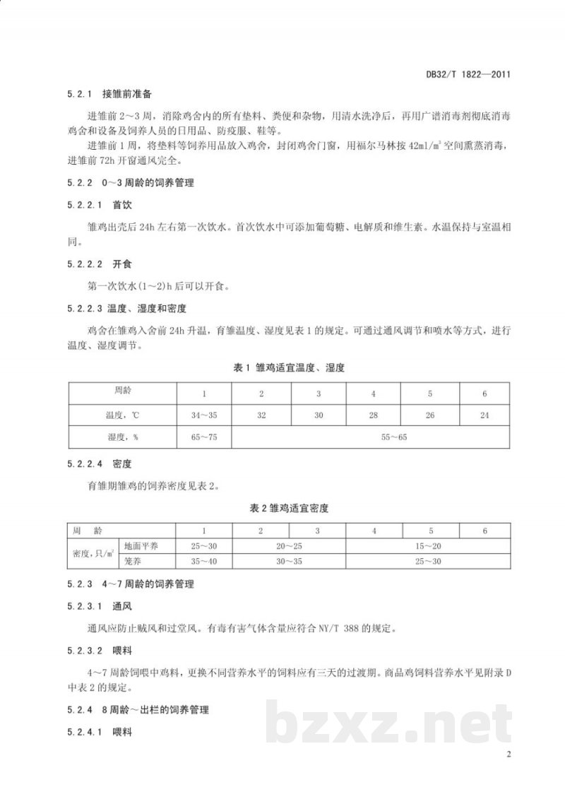 DB32/T 1822-2011邵伯鸡饲养技术规程