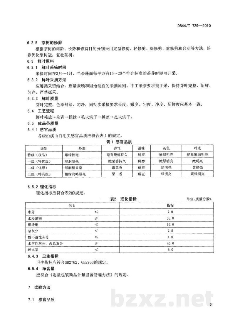 DB44/T 729-2010地理标志产品 沿溪山毛尖