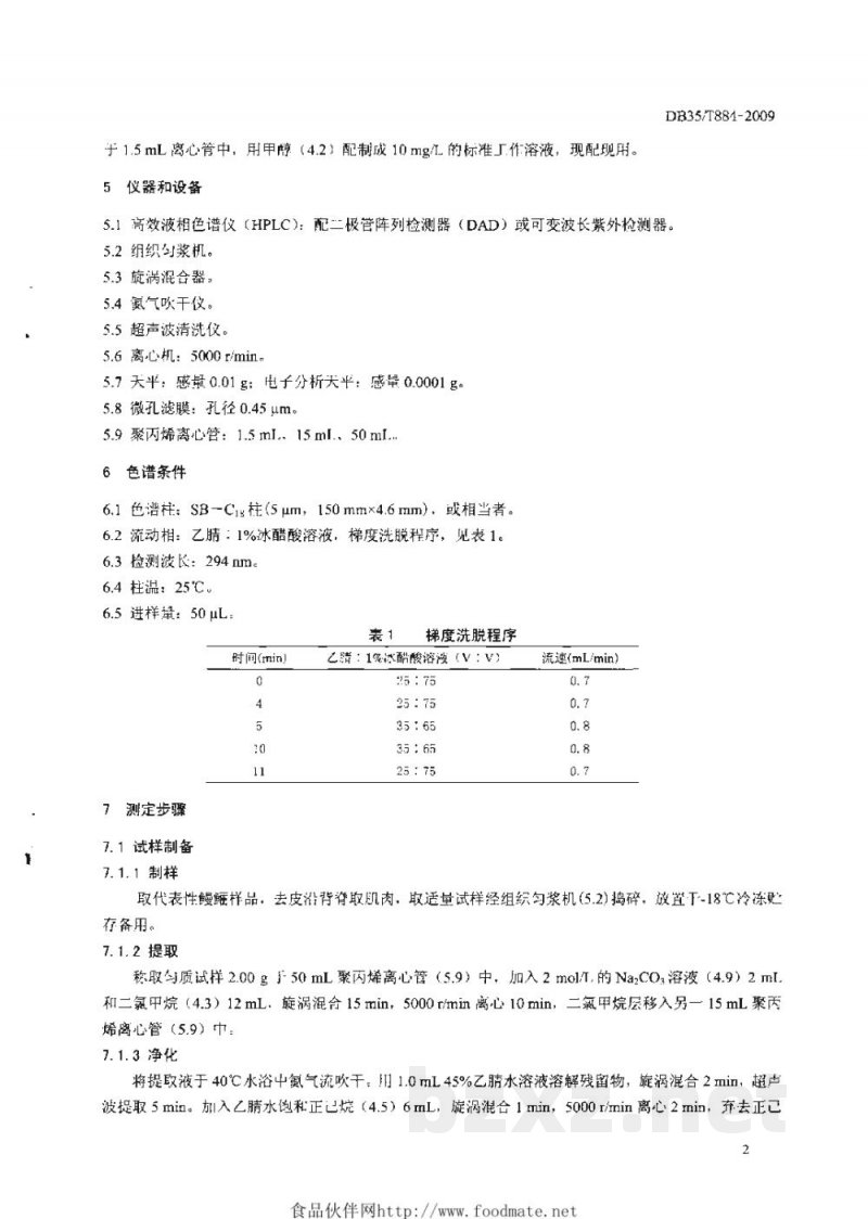 DB35/T 884-2009鳗鲡肌肉中阿苯达唑、阿苯达唑亚砜和阿苯达唑砜残留量的测定 高效液相色谱法
