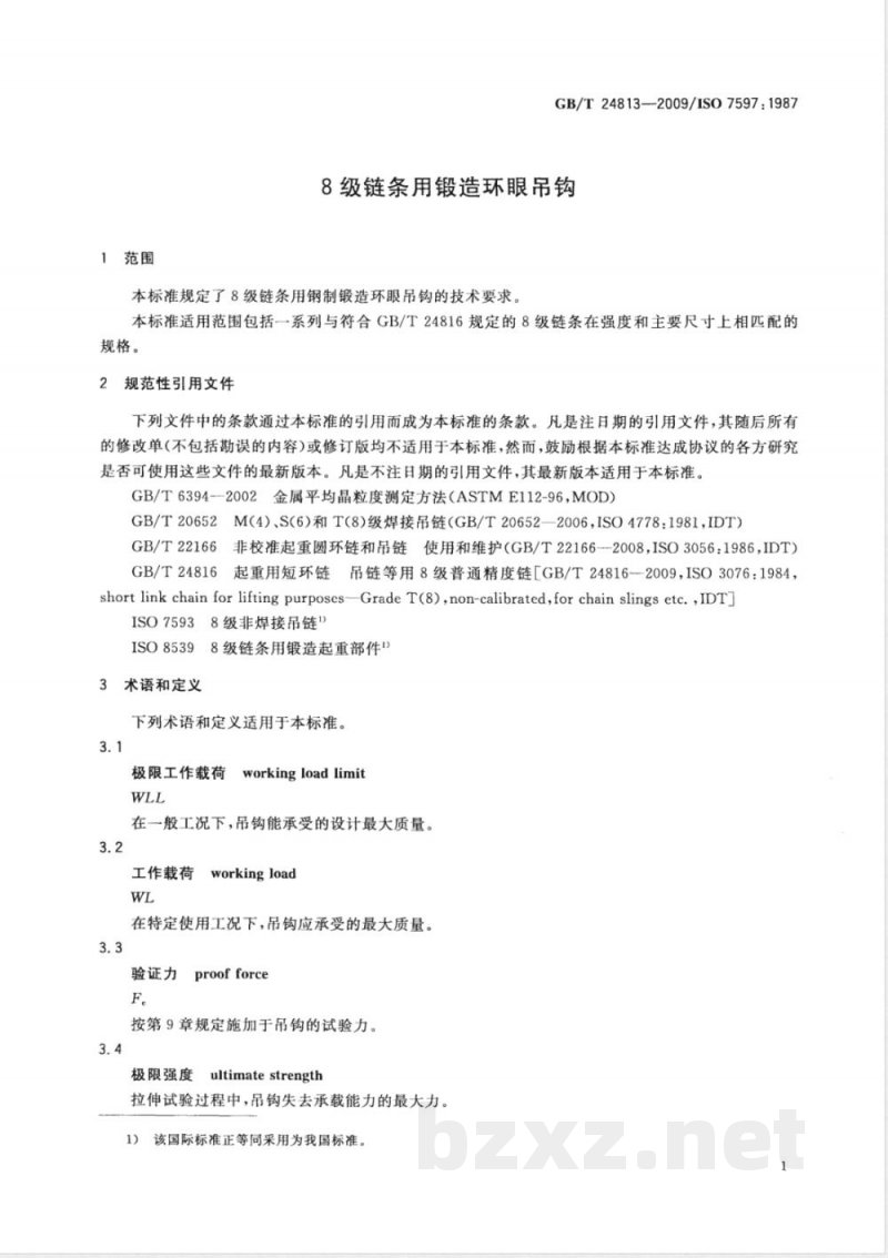 GB/T 24813-2009  8级链条用锻造环眼吊钩