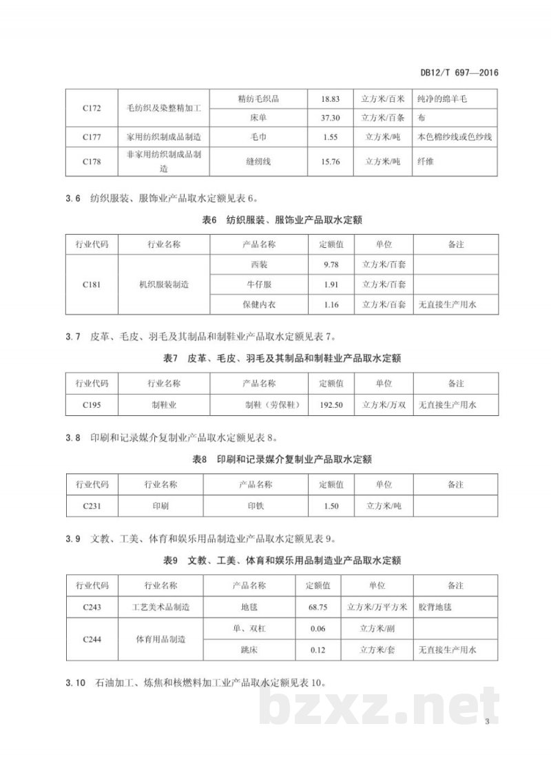 DB12/T 697-2016工业产品取水定额