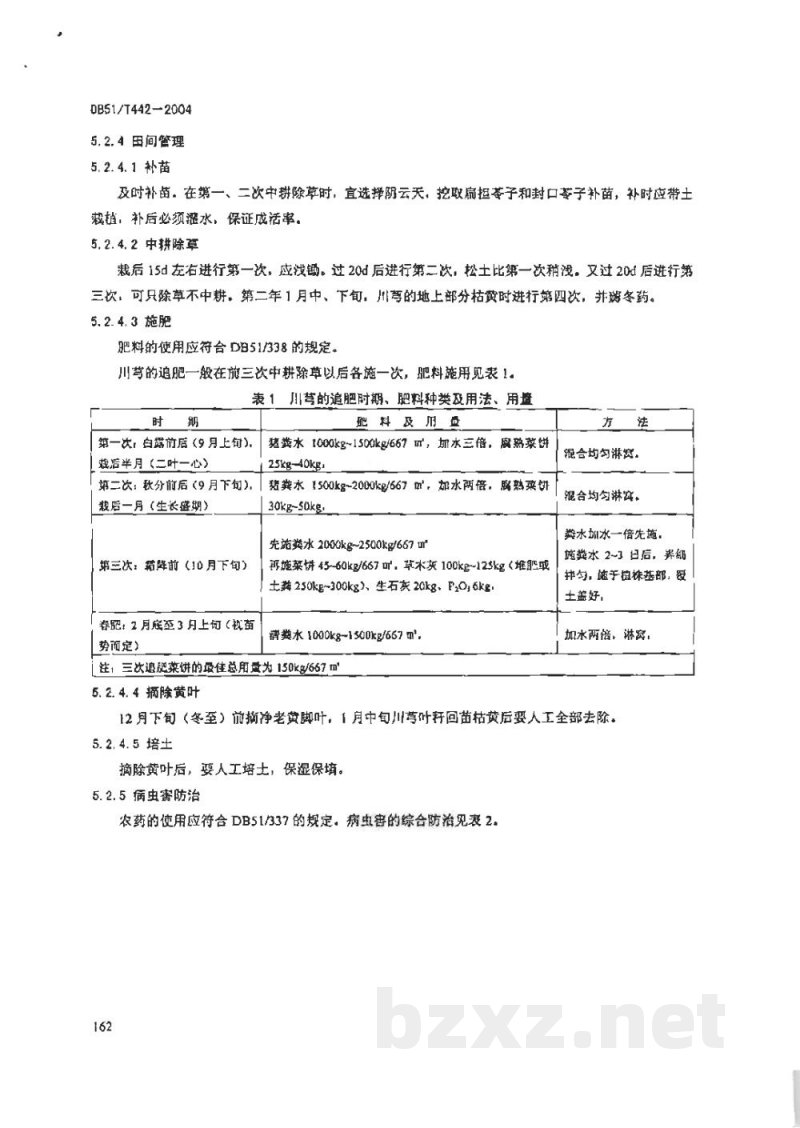 DB51/T 442-2004无公害中药材生产技术规程 川弓