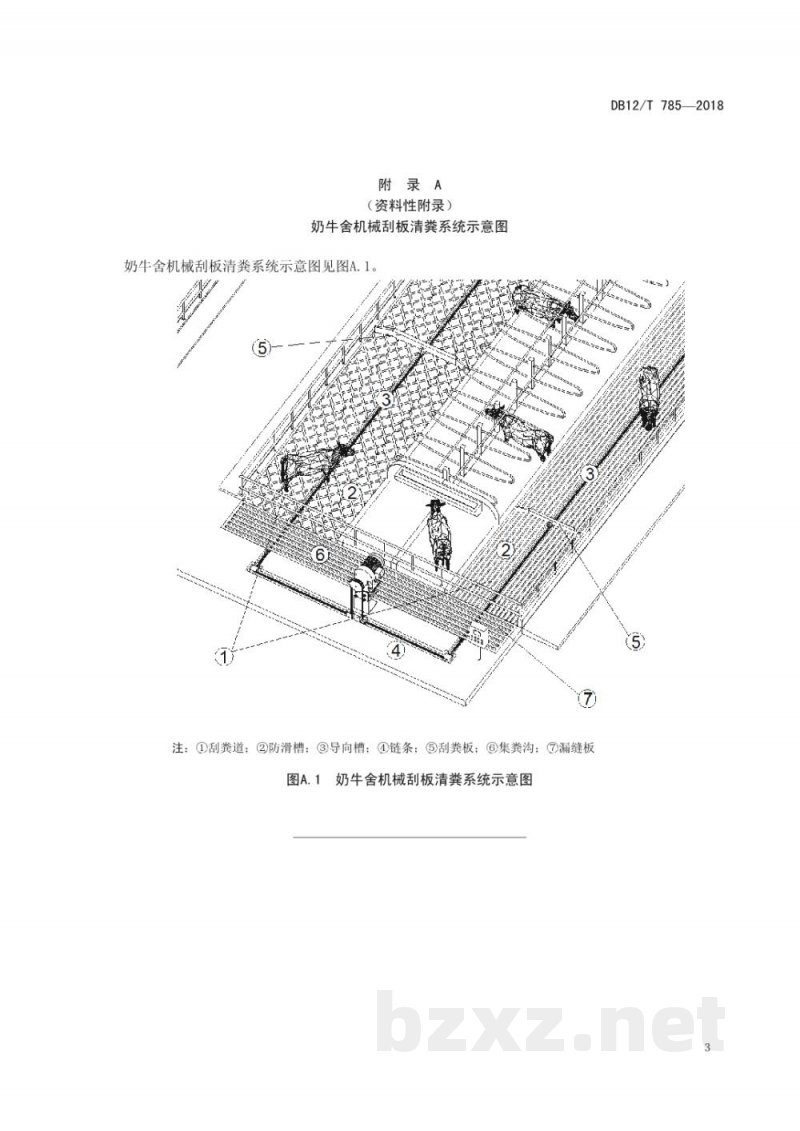 DB12/T 785-2018奶牛舍机械刮板清粪