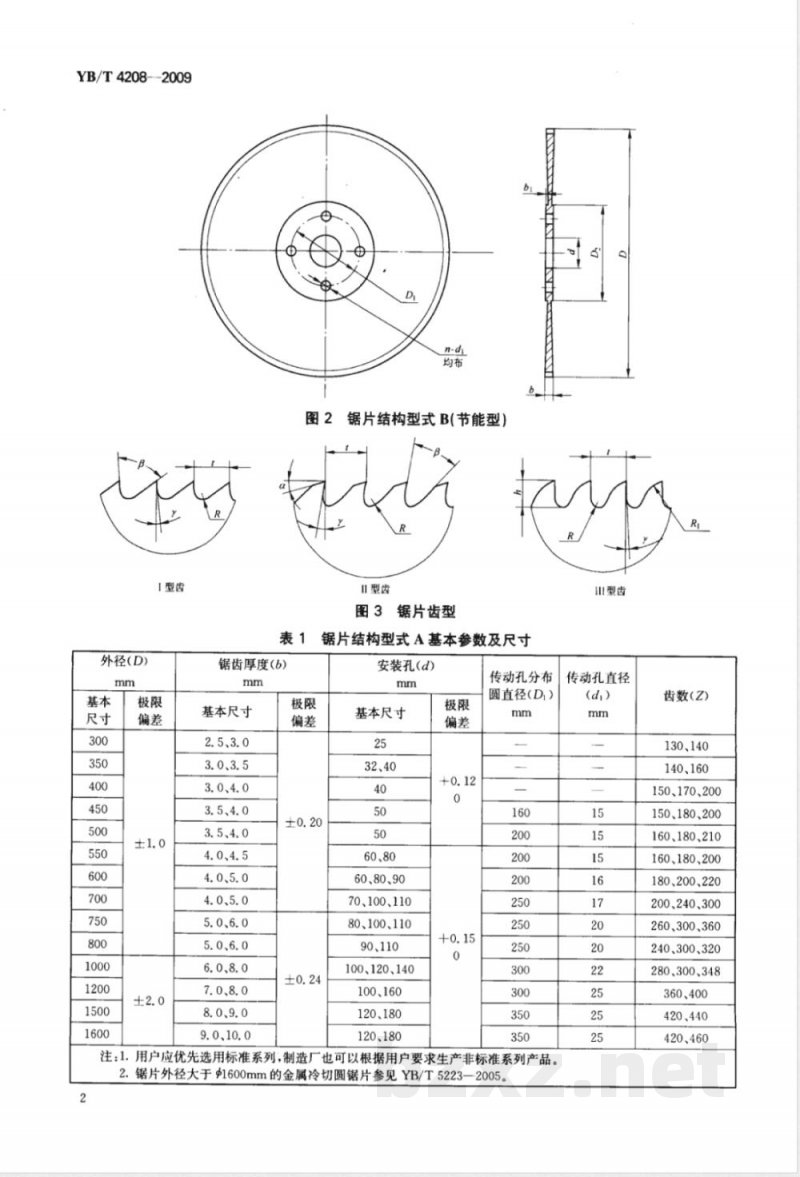 YB/T 4208-2009 冶金用金属冷切圆锯片