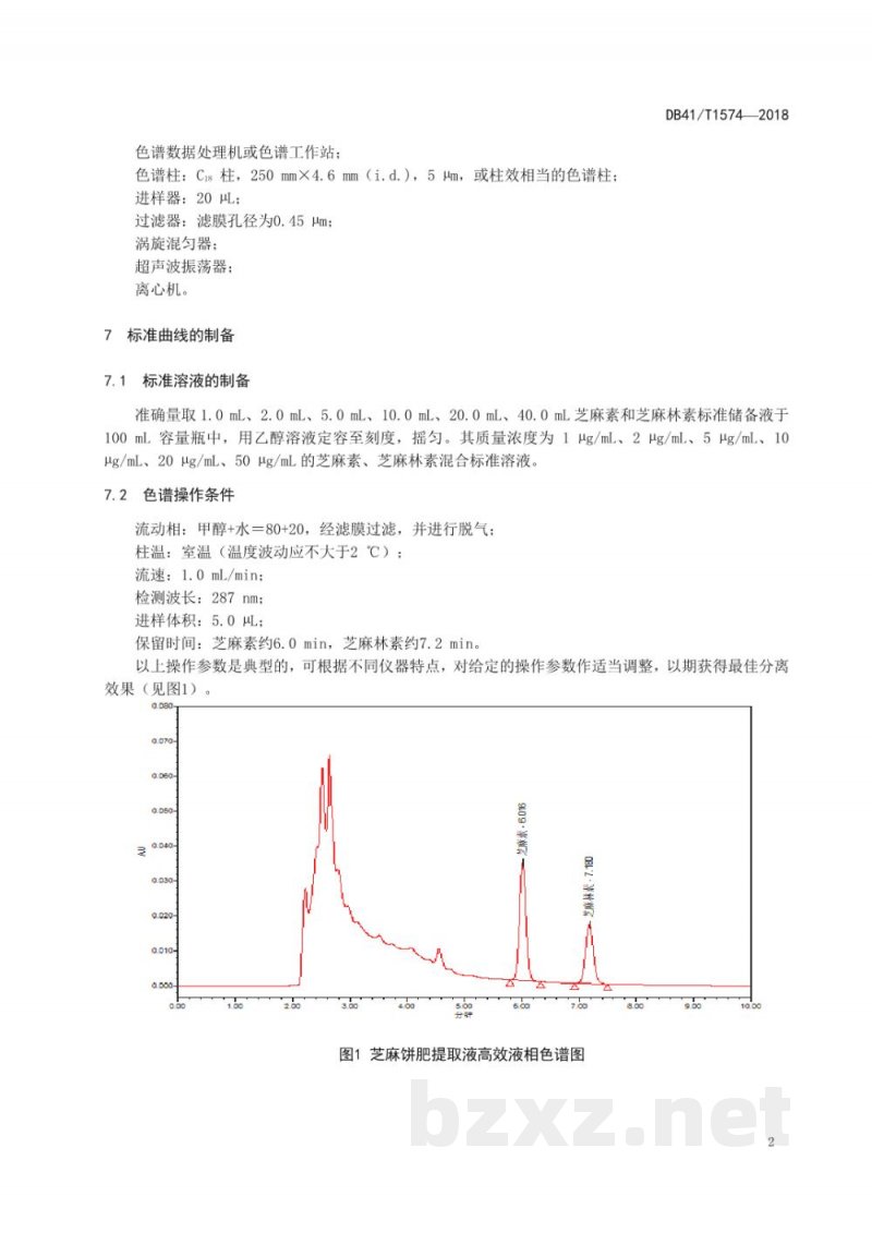 DB41/T 1574-2018芝麻饼肥中芝麻素和芝麻林素含量的测定 高效液相色谱法