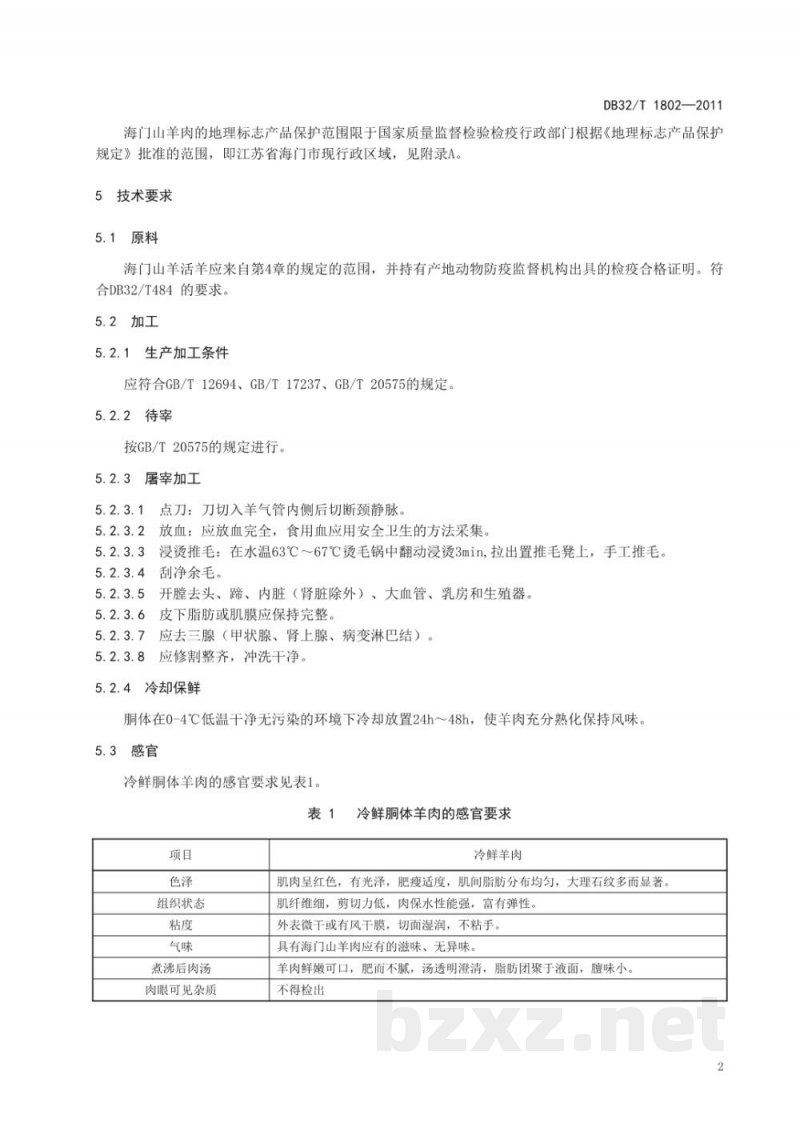 DB32/T 1802-2011地理标志产品 海门山羊肉