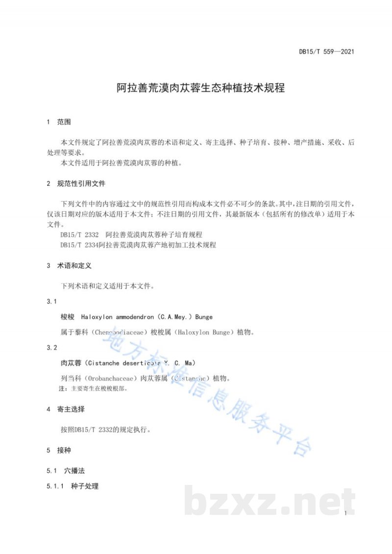 DB15/T 559-2021阿拉善荒漠肉苁蓉生态种植技术规程