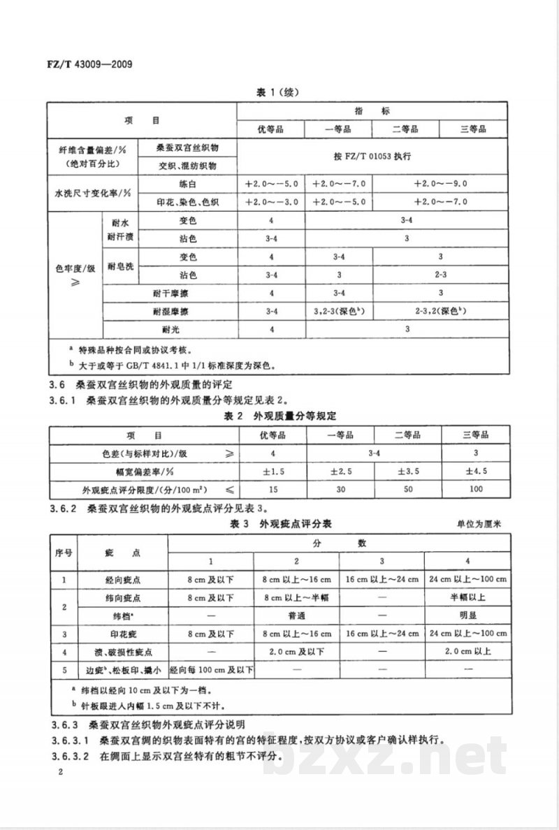 FZ/T 43009-2009 桑蚕双宫丝织物