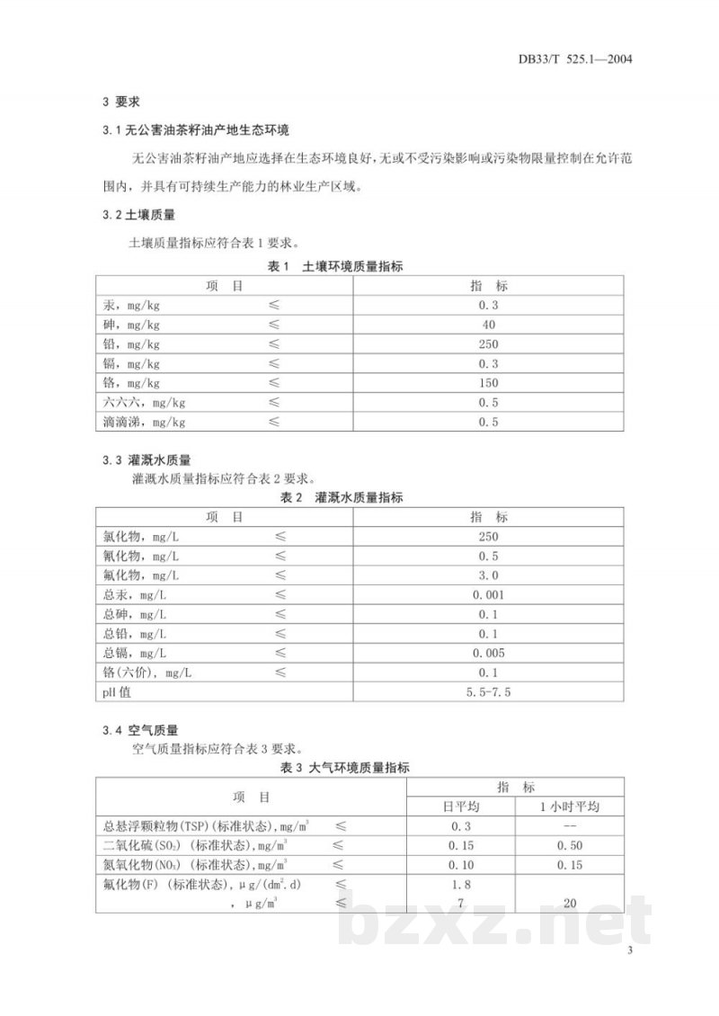 DB33/T 525.1-2004无公害油茶籽油 第1部分：产地环境