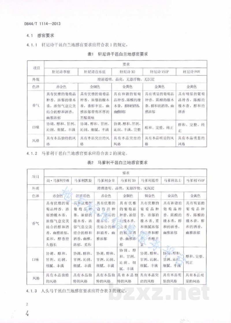 DB44/T 1114-2013干邑白兰地品质鉴定检验技术规范