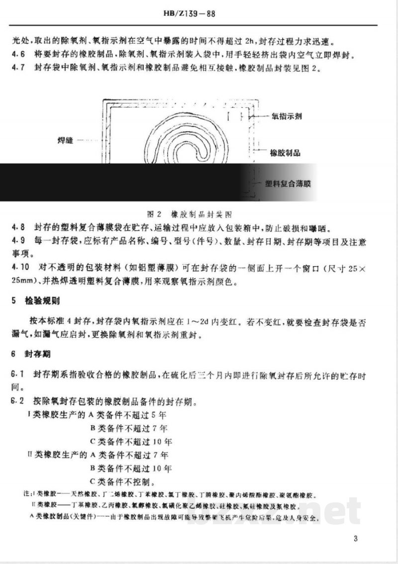 HB/Z 139-1988 航空橡胶制品除氧封存