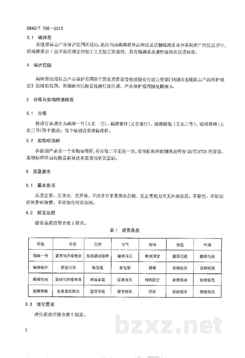 DB43/T 796-2013地理标志产品 碣滩茶