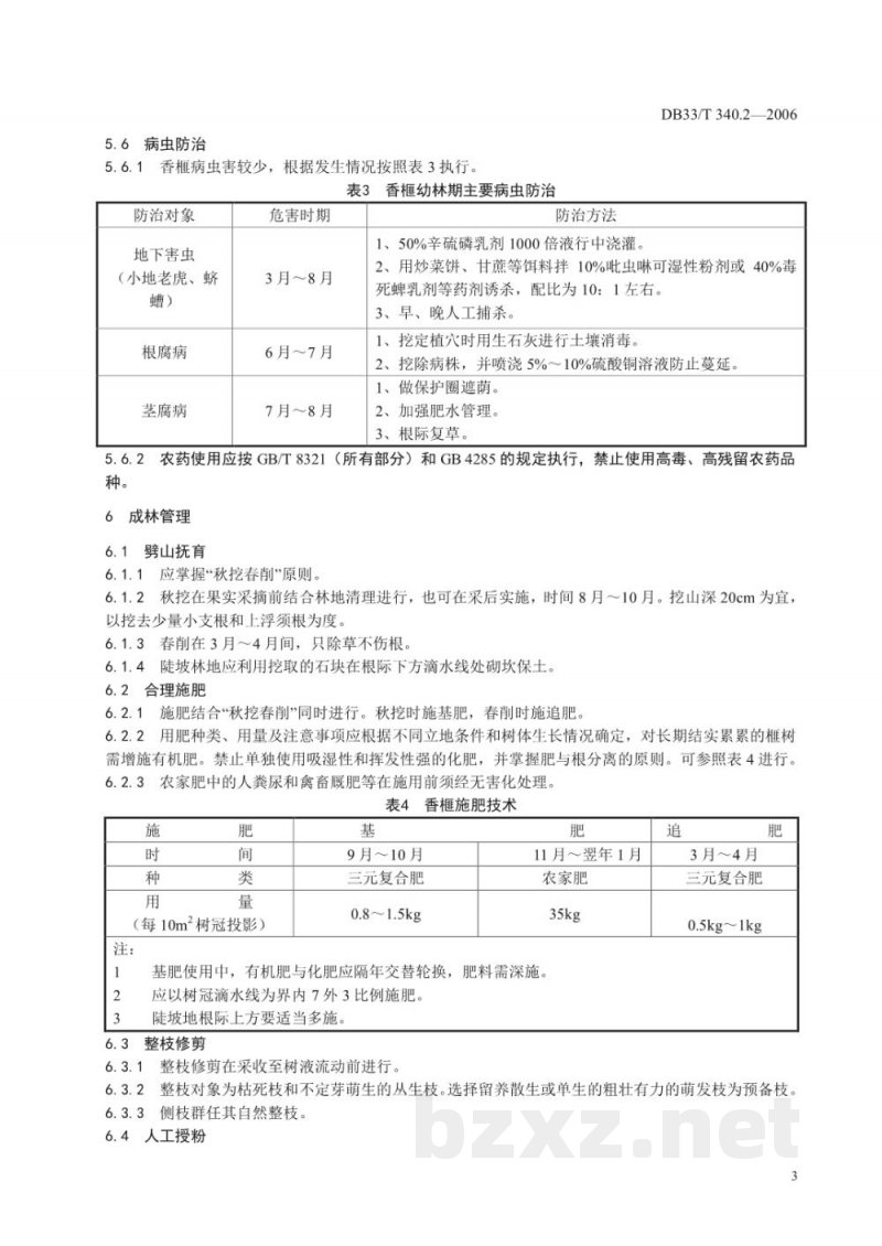 DB33/T 340.2-2006无公害香榧 第2部分 生产技术准则
