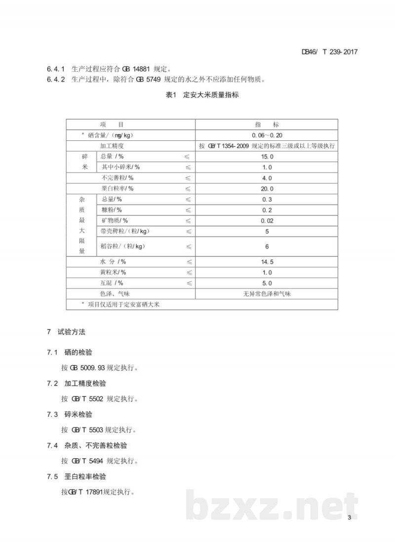 DB46/T 239-2017地理标志产品 定安大米