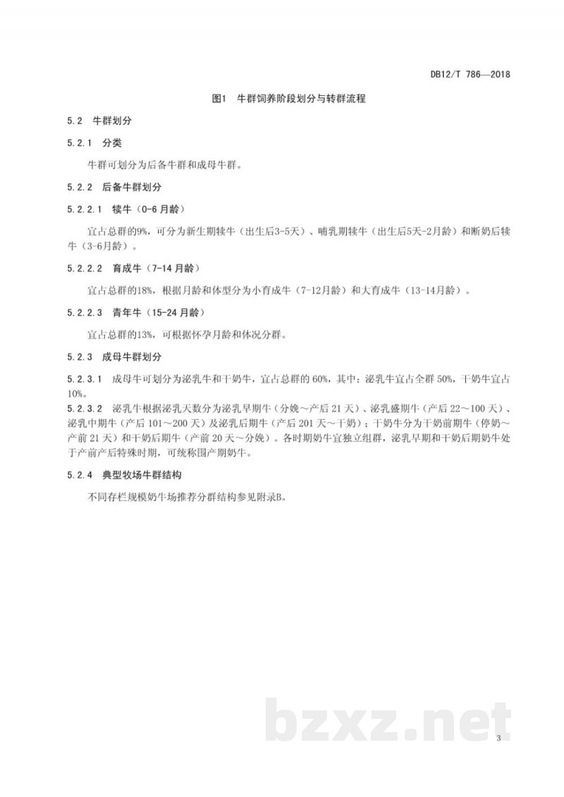 DB12/T 786-2018奶牛舍内区域布局与牛群划分