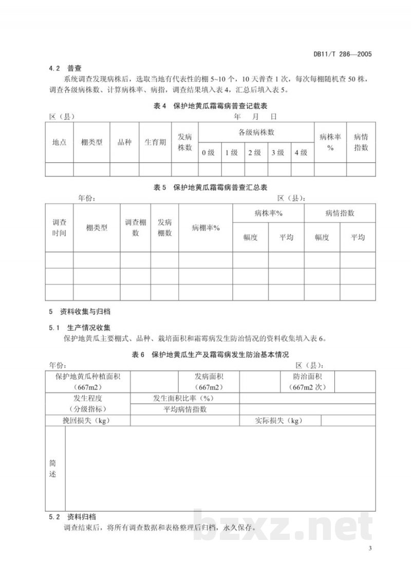 DB11/T 286-2005保护地黄瓜霜霉病测报调查规范