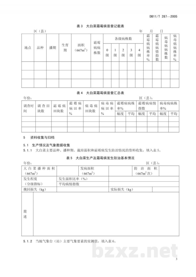 DB11/T 287-2005大白菜霜霉病测报调查规范